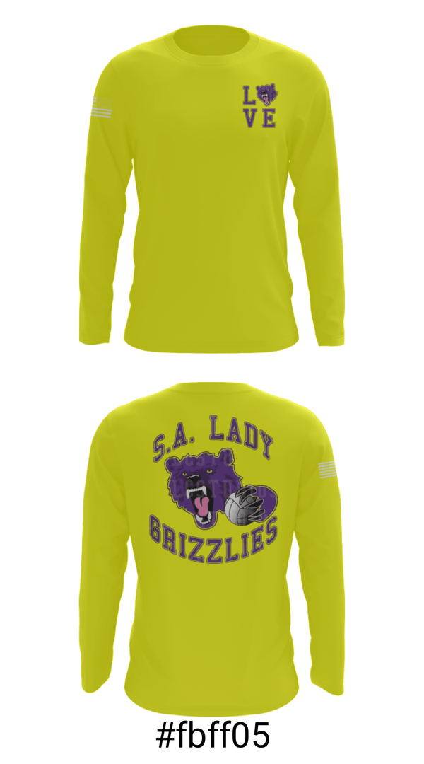 Long Sleeve Performance Shirt, SA LADY GRIZZLES, Women's Volleyball, Teamtime, Team time, sublimation, custom sports apparel, team uniforms, spirit wear, spiritwear, sports uniforms, custom shirts, team store, custom team store, fundraiser sports, apparel fundraiser