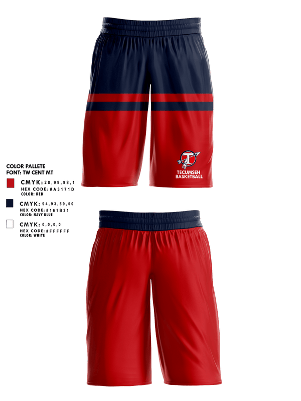 Mens Basketball Shorts, Tecumseh High School Basketball, Women's Basketball, Teamtime, Team time, sublimation, custom sports apparel, team uniforms, spirit wear, spiritwear, sports uniforms, custom shirts, team store, custom team store, fundraiser sports, apparel fundraiser