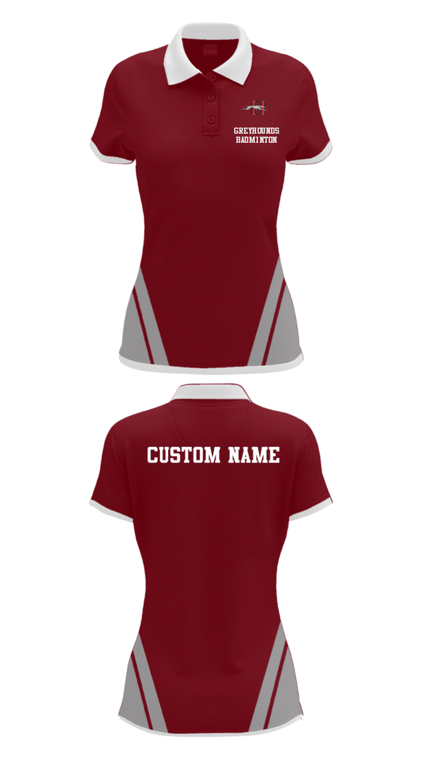 Women's Short Sleeve Performance Polo, Greyhounds Badminton, Spirit Store, Teamtime, Team time, sublimation, custom sports apparel, team uniforms, spirit wear, spiritwear, sports uniforms, custom shirts, team store, custom team store, fundraiser sports, apparel fundraiser