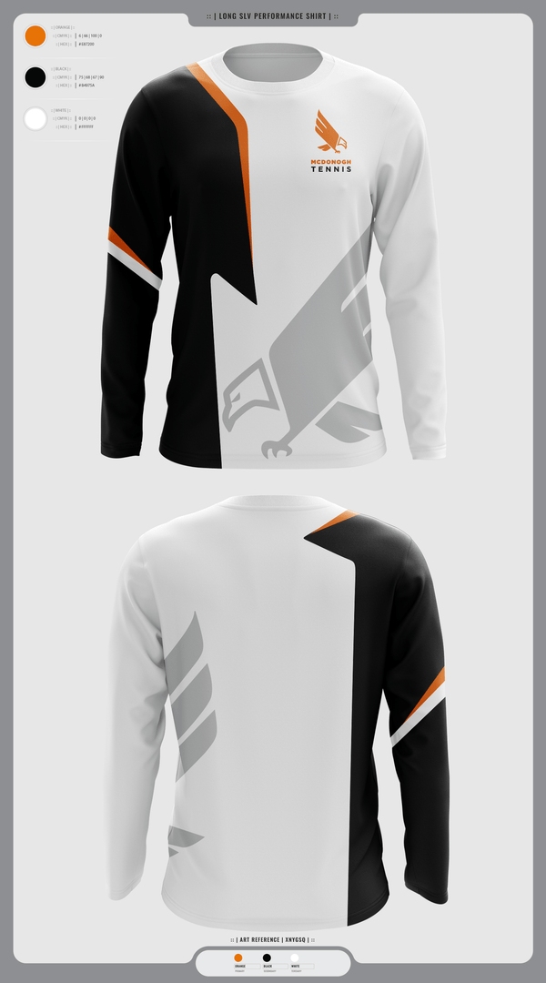 Long Sleeve Performance Shirt, Mcdonogh Girls Tennis, Tennis, Teamtime, Team time, sublimation, custom sports apparel, team uniforms, spirit wear, spiritwear, sports uniforms, custom shirts, team store, custom team store, fundraiser sports, apparel fundraiser