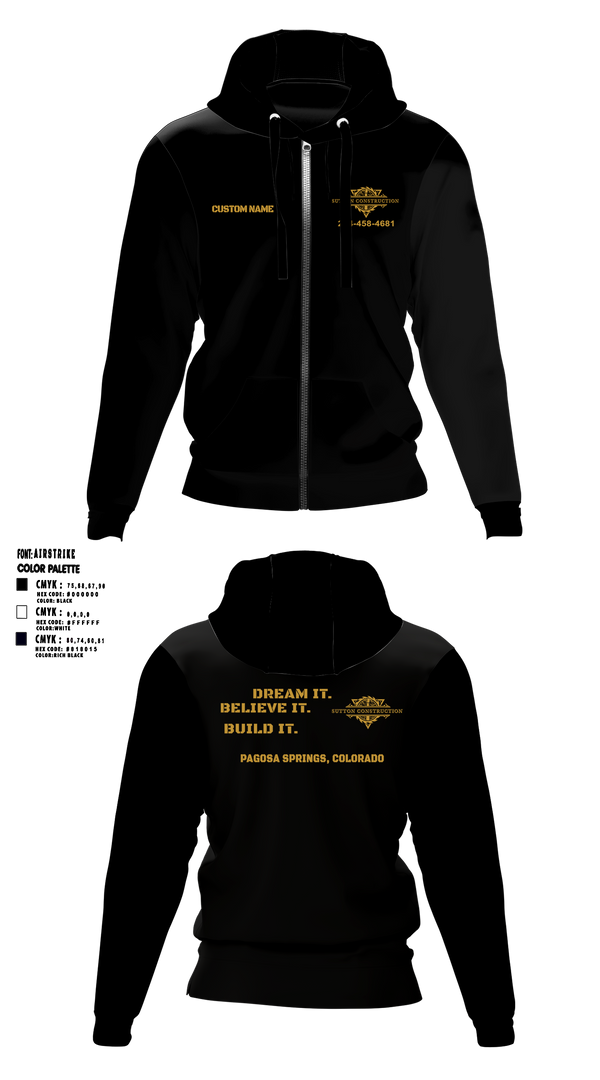 Zip Hoodie, Sutton Construction, , Teamtime, Team time, sublimation, custom sports apparel, team uniforms, spirit wear, spiritwear, sports uniforms, custom shirts, team store, custom team store, fundraiser sports, apparel fundraiser