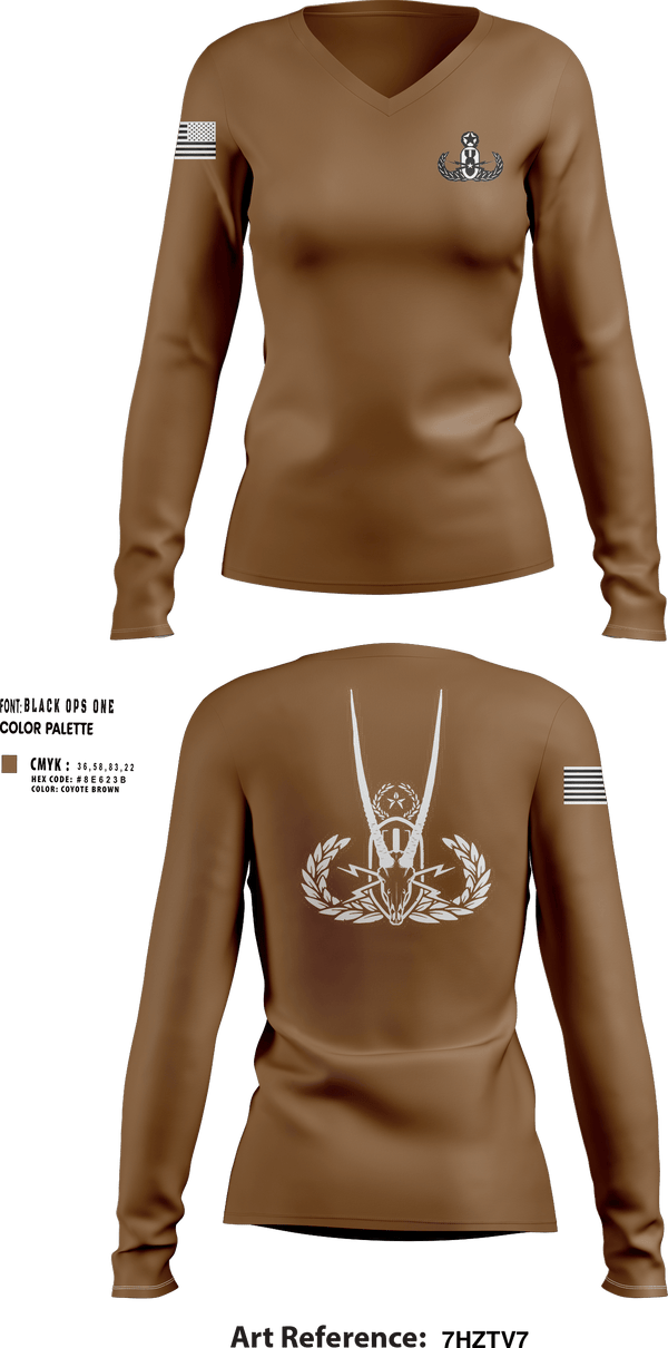 Womens Long Sleeve Vneck Shirt, Dover EOD, Air Force, Teamtime, Team time, sublimation, custom sports apparel, team uniforms, spirit wear, spiritwear, sports uniforms, custom shirts, team store, custom team store, fundraiser sports, apparel fundraiser