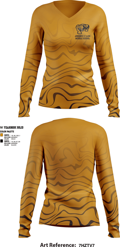 Womens Long Sleeve Vneck Shirt, Johnnie R Carr Middle School Basketball, Women's Basketball, Teamtime, Team time, sublimation, custom sports apparel, team uniforms, spirit wear, spiritwear, sports uniforms, custom shirts, team store, custom team store, fundraiser sports, apparel fundraiser