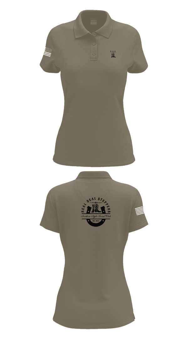 Womens Short Sleeve Performance Polo, Real Deal Steppers, Spirit Store, Teamtime, Team time, sublimation, custom sports apparel, team uniforms, spirit wear, spiritwear, sports uniforms, custom shirts, team store, custom team store, fundraiser sports, apparel fundraiser