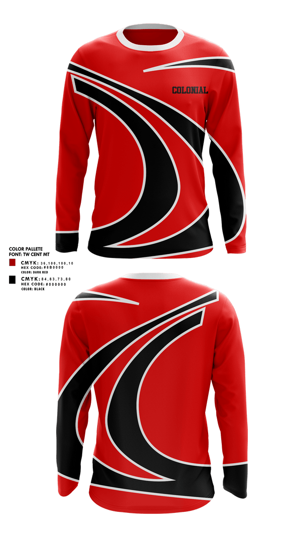 Long Sleeve Performance Shirt, Colonial, Men's Lacrosse, Teamtime, Team time, sublimation, custom sports apparel, team uniforms, spirit wear, spiritwear, sports uniforms, custom shirts, team store, custom team store, fundraiser sports, apparel fundraiser