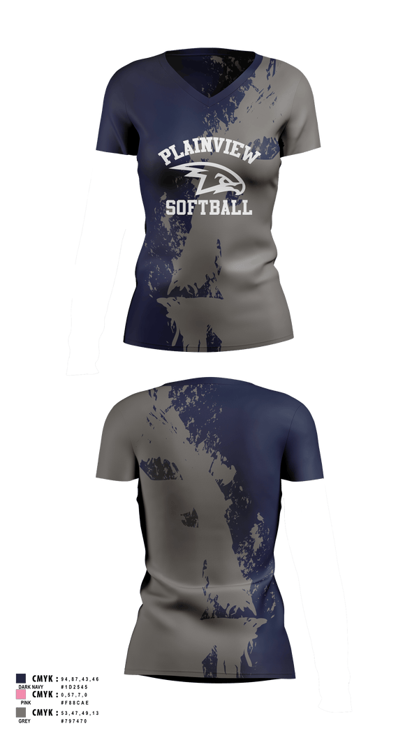 Womens Short Sleeve Vneck Shirt, Plainview Softball, Softball, Teamtime, Team time, sublimation, custom sports apparel, team uniforms, spirit wear, spiritwear, sports uniforms, custom shirts, team store, custom team store, fundraiser sports, apparel fundraiser