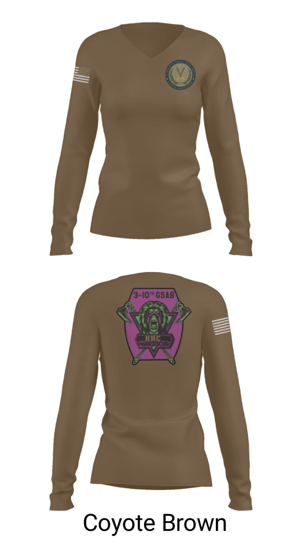 Women's Long Sleeve Vneck Shirt, 3-10 GSAB, Army, Teamtime, Team time, sublimation, custom sports apparel, team uniforms, spirit wear, spiritwear, sports uniforms, custom shirts, team store, custom team store, fundraiser sports, apparel fundraiser