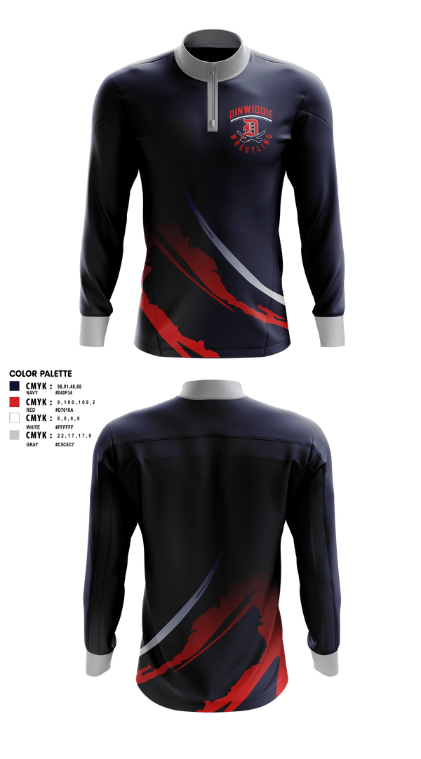 Quarter Zip Jacket, Dinwiddie High School Wrestling, Wrestling, Teamtime, Team time, sublimation, custom sports apparel, team uniforms, spirit wear, spiritwear, sports uniforms, custom shirts, team store, custom team store, fundraiser sports, apparel fundraiser