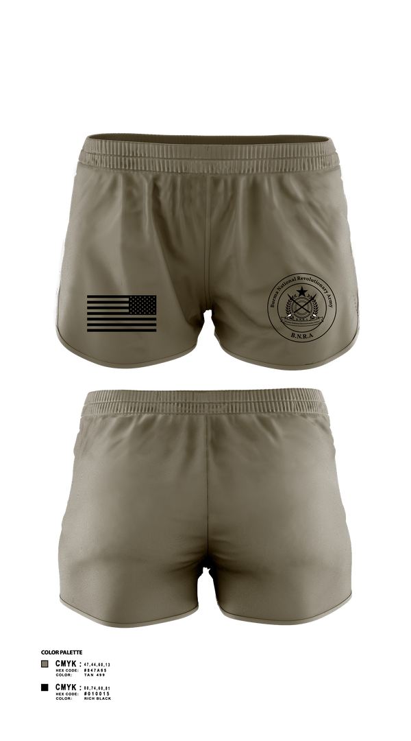 Women's Shorts, B.N.R.A, Army, Teamtime, Team time, sublimation, custom sports apparel, team uniforms, spirit wear, spiritwear, sports uniforms, custom shirts, team store, custom team store, fundraiser sports, apparel fundraiser