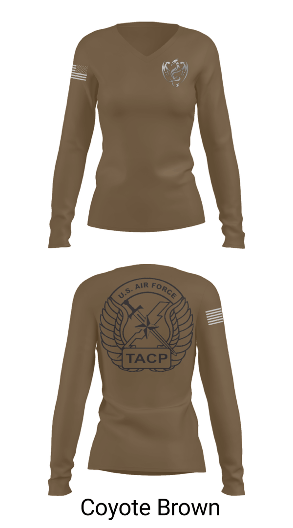 Women's Long Sleeve Vneck Shirt, 18th Air Support Operations Group, Air Force, Teamtime, Team time, sublimation, custom sports apparel, team uniforms, spirit wear, spiritwear, sports uniforms, custom shirts, team store, custom team store, fundraiser sports, apparel fundraiser