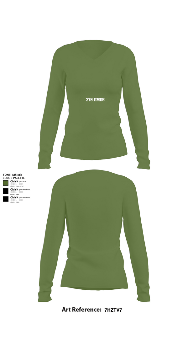 Womens Long Sleeve Vneck Shirt, 379 EMDS, Air Force, Teamtime, Team time, sublimation, custom sports apparel, team uniforms, spirit wear, spiritwear, sports uniforms, custom shirts, team store, custom team store, fundraiser sports, apparel fundraiser