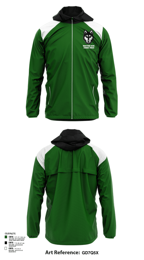 Windbreaker, Hartford High School Cheer, Cheer, Teamtime, Team time, sublimation, custom sports apparel, team uniforms, spirit wear, spiritwear, sports uniforms, custom shirts, team store, custom team store, fundraiser sports, apparel fundraiser