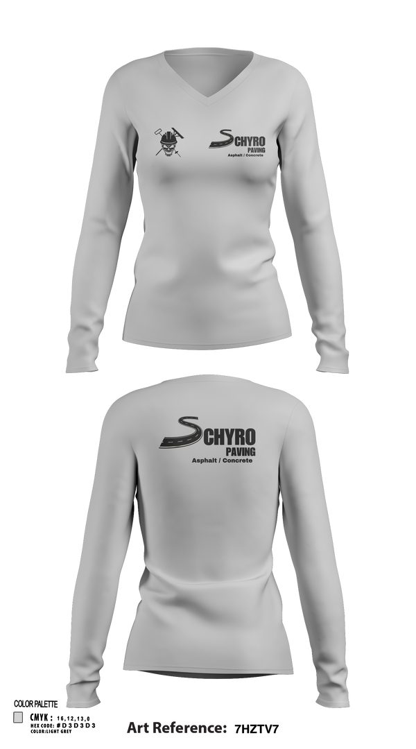 Womens Long Sleeve Vneck Shirt, Schyro paving, , Teamtime, Team time, sublimation, custom sports apparel, team uniforms, spirit wear, spiritwear, sports uniforms, custom shirts, team store, custom team store, fundraiser sports, apparel fundraiser