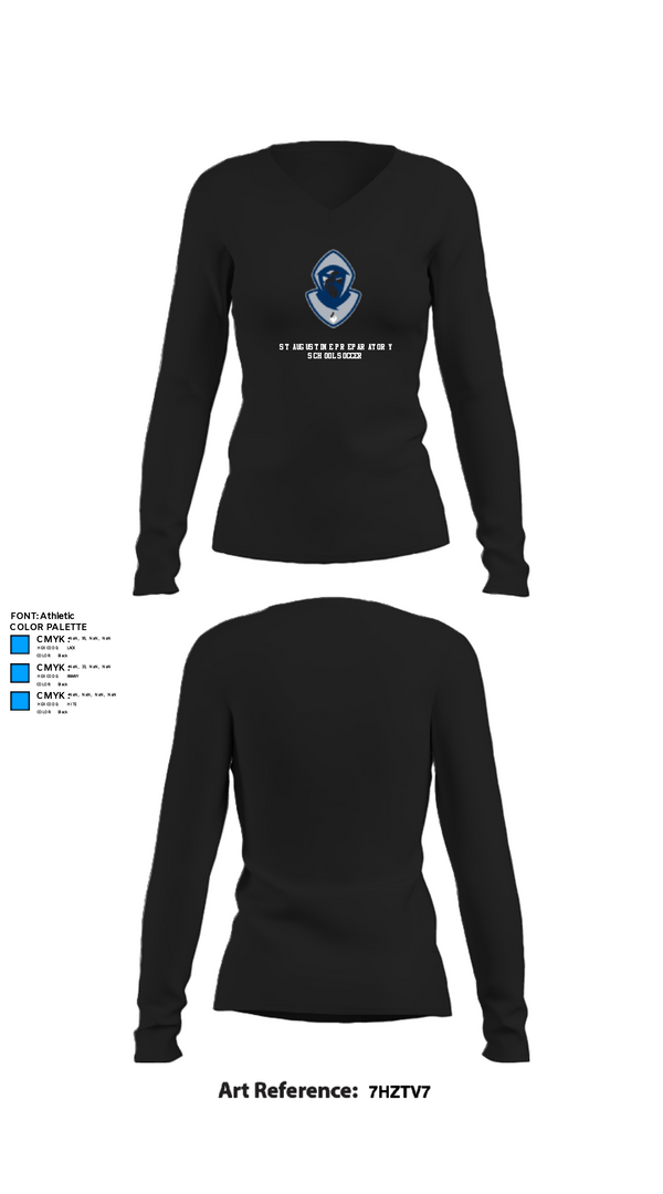 Womens Long Sleeve Vneck Shirt, St Augustine Preparatory School Soccer, Men's Soccer, Teamtime, Team time, sublimation, custom sports apparel, team uniforms, spirit wear, spiritwear, sports uniforms, custom shirts, team store, custom team store, fundraiser sports, apparel fundraiser