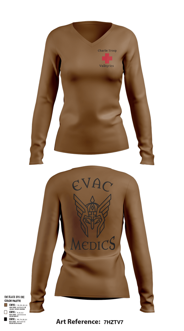 Womens Long Sleeve Vneck Shirt, Evac PLT, RSS, 2CR, , Teamtime, Team time, sublimation, custom sports apparel, team uniforms, spirit wear, spiritwear, sports uniforms, custom shirts, team store, custom team store, fundraiser sports, apparel fundraiser