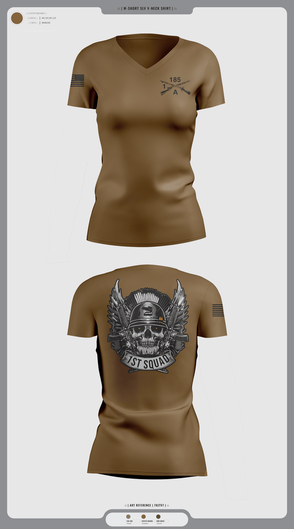 Womens Short Sleeve Vneck Shirt, ACO 1-185INF, Army, Teamtime, Team time, sublimation, custom sports apparel, team uniforms, spirit wear, spiritwear, sports uniforms, custom shirts, team store, custom team store, fundraiser sports, apparel fundraiser
