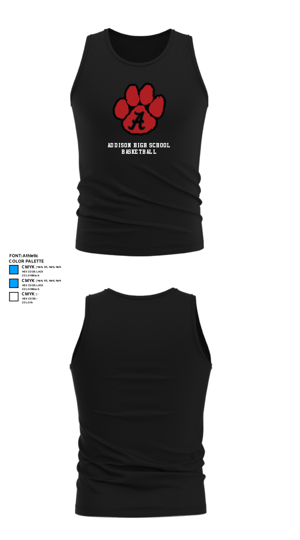 Tank Top, Addison High School Basketball, Men's Basketball, Teamtime, Team time, sublimation, custom sports apparel, team uniforms, spirit wear, spiritwear, sports uniforms, custom shirts, team store, custom team store, fundraiser sports, apparel fundraiser