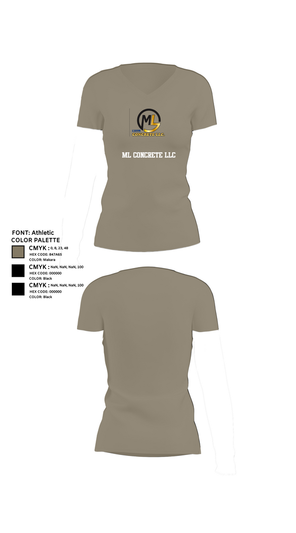 Womens Short Sleeve Vneck Shirt, ML concrete Llc, , Teamtime, Team time, sublimation, custom sports apparel, team uniforms, spirit wear, spiritwear, sports uniforms, custom shirts, team store, custom team store, fundraiser sports, apparel fundraiser