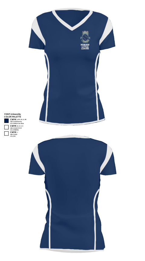Women's Short Sleeve Vneck Shirt, Meriden Little League, Baseball, Teamtime, Team time, sublimation, custom sports apparel, team uniforms, spirit wear, spiritwear, sports uniforms, custom shirts, team store, custom team store, fundraiser sports, apparel fundraiser