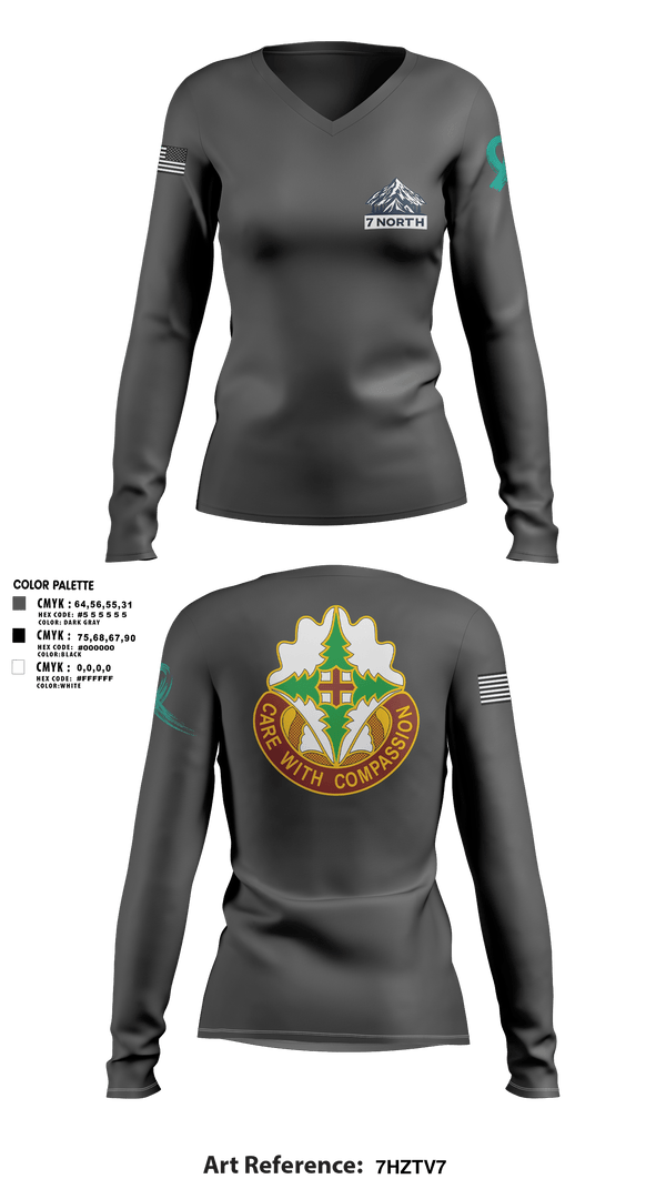 Womens Long Sleeve Vneck Shirt, 627th Hospital Center, Army, Teamtime, Team time, sublimation, custom sports apparel, team uniforms, spirit wear, spiritwear, sports uniforms, custom shirts, team store, custom team store, fundraiser sports, apparel fundraiser