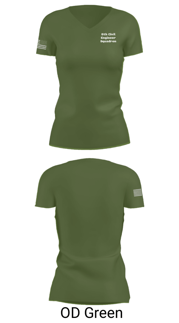 Women's Short Sleeve Vneck Shirt, 8th Civil Engineer Squadron, Air Force, Teamtime, Team time, sublimation, custom sports apparel, team uniforms, spirit wear, spiritwear, sports uniforms, custom shirts, team store, custom team store, fundraiser sports, apparel fundraiser