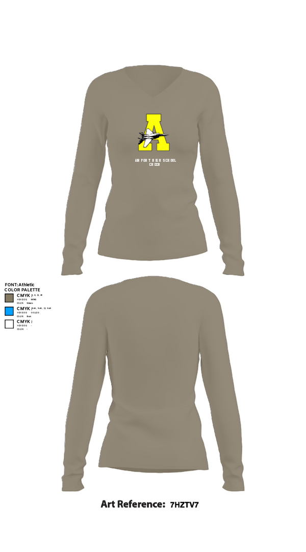 Womens Long Sleeve Vneck Shirt, Airport High School Cheer, Cheer, Teamtime, Team time, sublimation, custom sports apparel, team uniforms, spirit wear, spiritwear, sports uniforms, custom shirts, team store, custom team store, fundraiser sports, apparel fundraiser