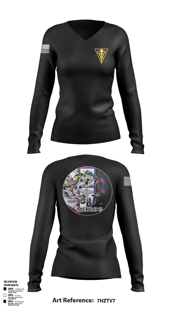 Womens Long Sleeve Vneck Shirt, 387 Medical Logistics Company, , Teamtime, Team time, sublimation, custom sports apparel, team uniforms, spirit wear, spiritwear, sports uniforms, custom shirts, team store, custom team store, fundraiser sports, apparel fundraiser