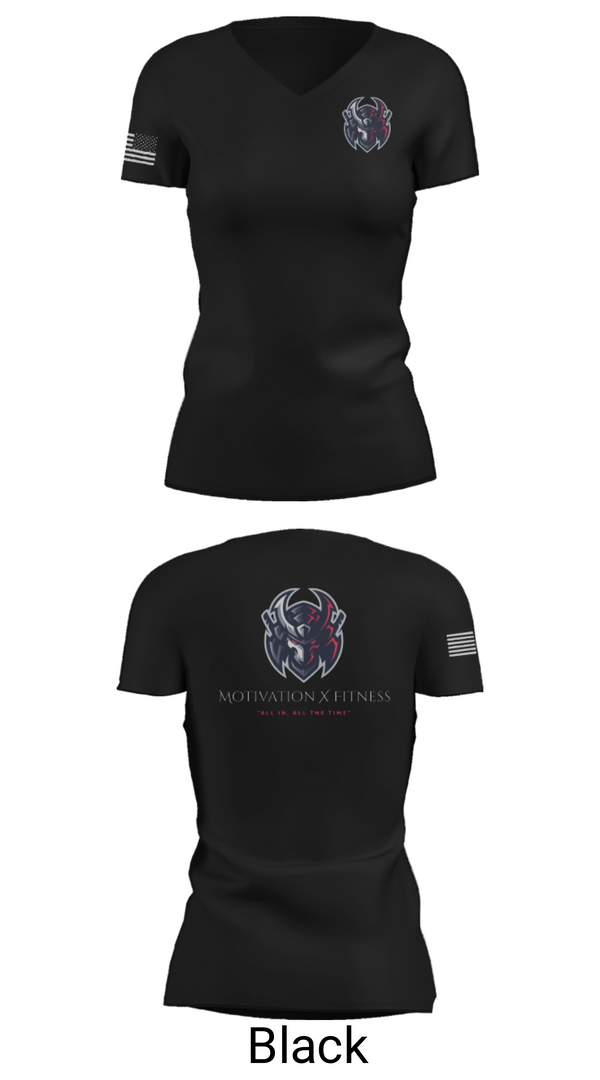 Women's Short Sleeve Vneck Shirt, Motivation X Fitness, LLC, , Teamtime, Team time, sublimation, custom sports apparel, team uniforms, spirit wear, spiritwear, sports uniforms, custom shirts, team store, custom team store, fundraiser sports, apparel fundraiser