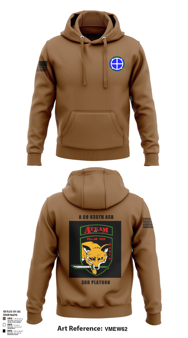 Hoodie, A co 935th ASB 3rd Platoon, National Guard, Teamtime, Team time, sublimation, custom sports apparel, team uniforms, spirit wear, spiritwear, sports uniforms, custom shirts, team store, custom team store, fundraiser sports, apparel fundraiser
