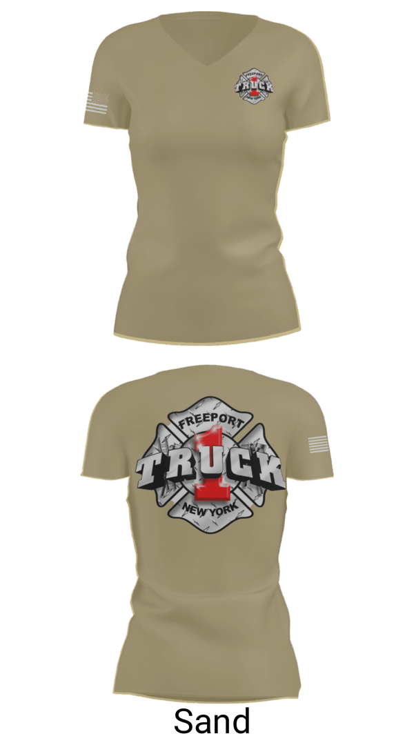 Women's Short Sleeve Vneck Shirt, Truck 1, Fire Department, Teamtime, Team time, sublimation, custom sports apparel, team uniforms, spirit wear, spiritwear, sports uniforms, custom shirts, team store, custom team store, fundraiser sports, apparel fundraiser