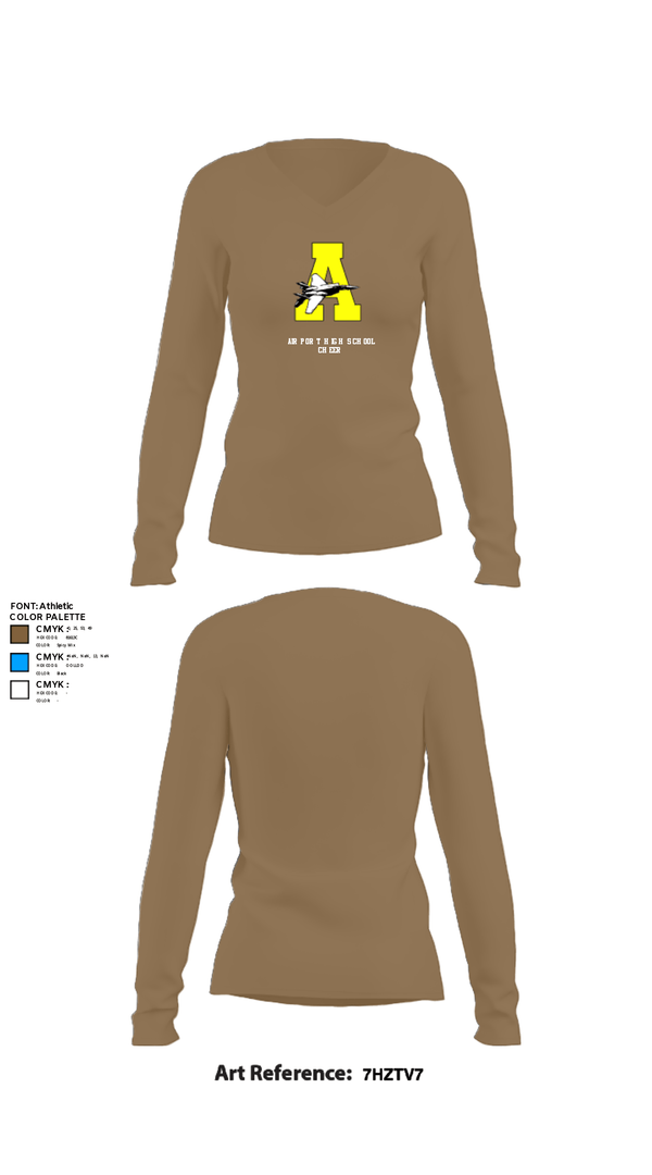 Womens Long Sleeve Vneck Shirt, Airport High School Cheer, Cheer, Teamtime, Team time, sublimation, custom sports apparel, team uniforms, spirit wear, spiritwear, sports uniforms, custom shirts, team store, custom team store, fundraiser sports, apparel fundraiser