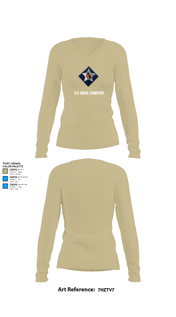 Womens Long Sleeve Vneck Shirt, 3/6 India Company, Marines, Teamtime, Team time, sublimation, custom sports apparel, team uniforms, spirit wear, spiritwear, sports uniforms, custom shirts, team store, custom team store, fundraiser sports, apparel fundraiser