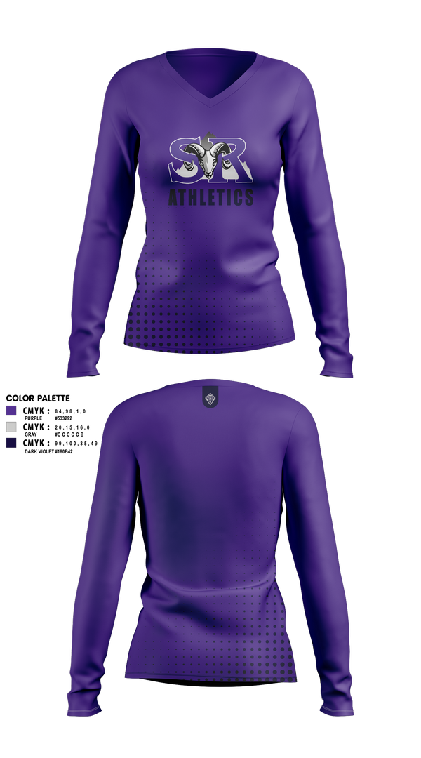 Womens Long Sleeve Vneck Shirt, Shadow Ridge Middle School, Men's Soccer, Teamtime, Team time, sublimation, custom sports apparel, team uniforms, spirit wear, spiritwear, sports uniforms, custom shirts, team store, custom team store, fundraiser sports, apparel fundraiser