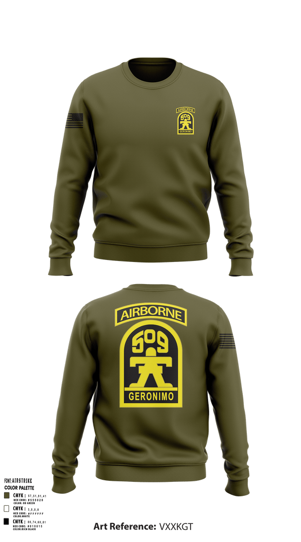 Crew Neck Sweatshirt, Geronimo, Army, Teamtime, Team time, sublimation, custom sports apparel, team uniforms, spirit wear, spiritwear, sports uniforms, custom shirts, team store, custom team store, fundraiser sports, apparel fundraiser