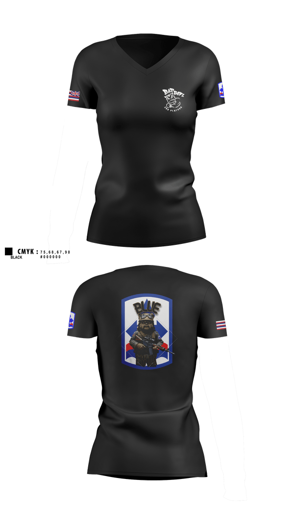 Womens Short Sleeve Vneck Shirt, 3RD PLT BAD BOYS3RD PLT BAD BOYS 899719921-299 DismountBlue EwokDismount sabersBlue Ewok, Army, Teamtime, Team time, sublimation, custom sports apparel, team uniforms, spirit wear, spiritwear, sports uniforms, custom shirts, team store, custom team store, fundraiser sports, apparel fundraiser
