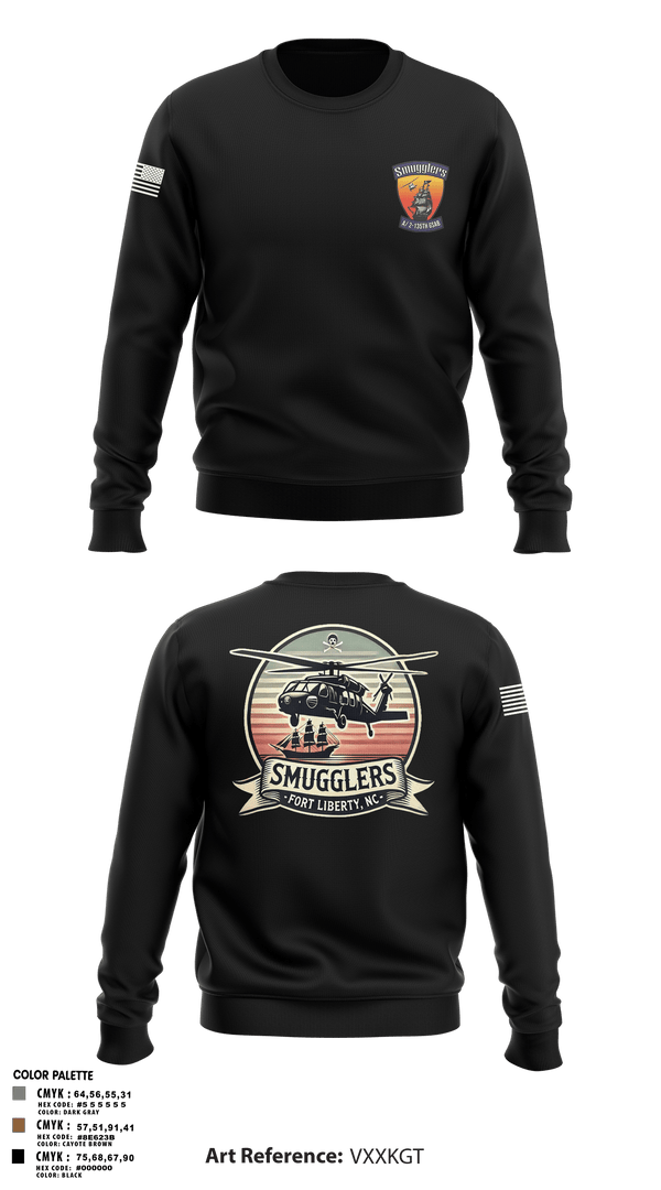 Crew Neck Sweatshirt, A/2135th GSAB “SMUGGLERS”, Army, Teamtime, Team time, sublimation, custom sports apparel, team uniforms, spirit wear, spiritwear, sports uniforms, custom shirts, team store, custom team store, fundraiser sports, apparel fundraiser