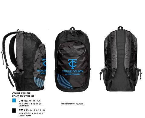 Gear Bag, Telfair County Middle School Cross Country, Cross Country, Teamtime, Team time, sublimation, custom sports apparel, team uniforms, spirit wear, spiritwear, sports uniforms, custom shirts, team store, custom team store, fundraiser sports, apparel fundraiser