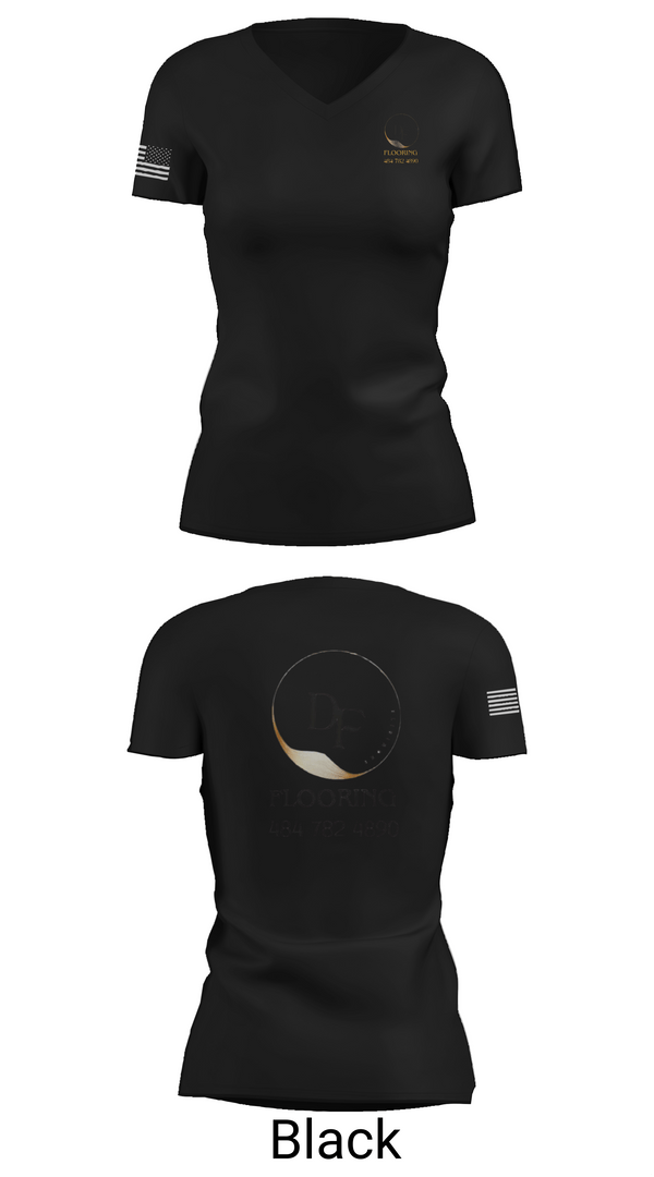 Womens Short Sleeve Vneck Shirt, DF EXQUISITE FLOORING, , Teamtime, Team time, sublimation, custom sports apparel, team uniforms, spirit wear, spiritwear, sports uniforms, custom shirts, team store, custom team store, fundraiser sports, apparel fundraiser
