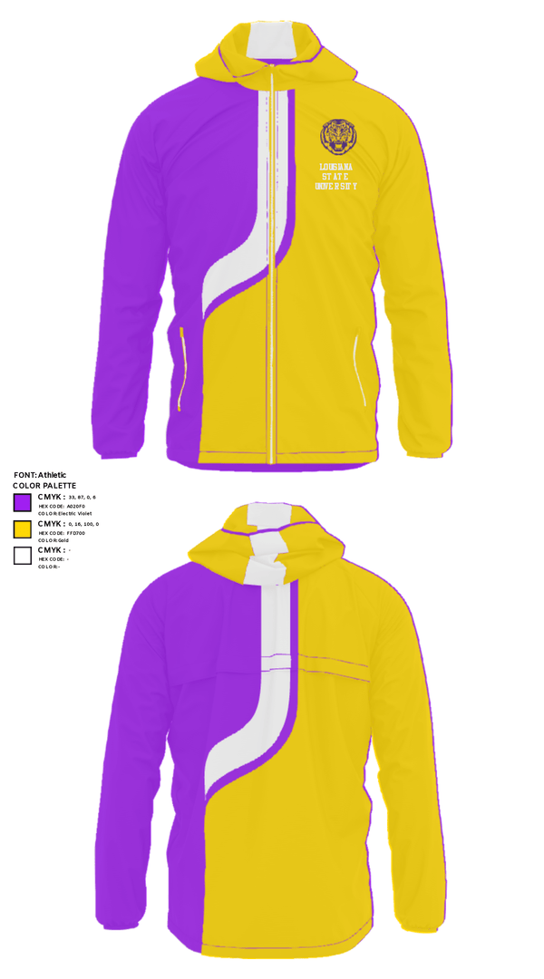 Windbreaker, Louisiana State University, Spirit Store, Teamtime, Team time, sublimation, custom sports apparel, team uniforms, spirit wear, spiritwear, sports uniforms, custom shirts, team store, custom team store, fundraiser sports, apparel fundraiser