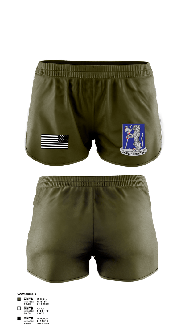 Women's Shorts, 1-77 AR A Co., Army, Teamtime, Team time, sublimation, custom sports apparel, team uniforms, spirit wear, spiritwear, sports uniforms, custom shirts, team store, custom team store, fundraiser sports, apparel fundraiser