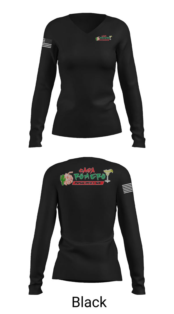 Womens Long Sleeve Vneck Shirt, Casa Romero mexican grill, , Teamtime, Team time, sublimation, custom sports apparel, team uniforms, spirit wear, spiritwear, sports uniforms, custom shirts, team store, custom team store, fundraiser sports, apparel fundraiser