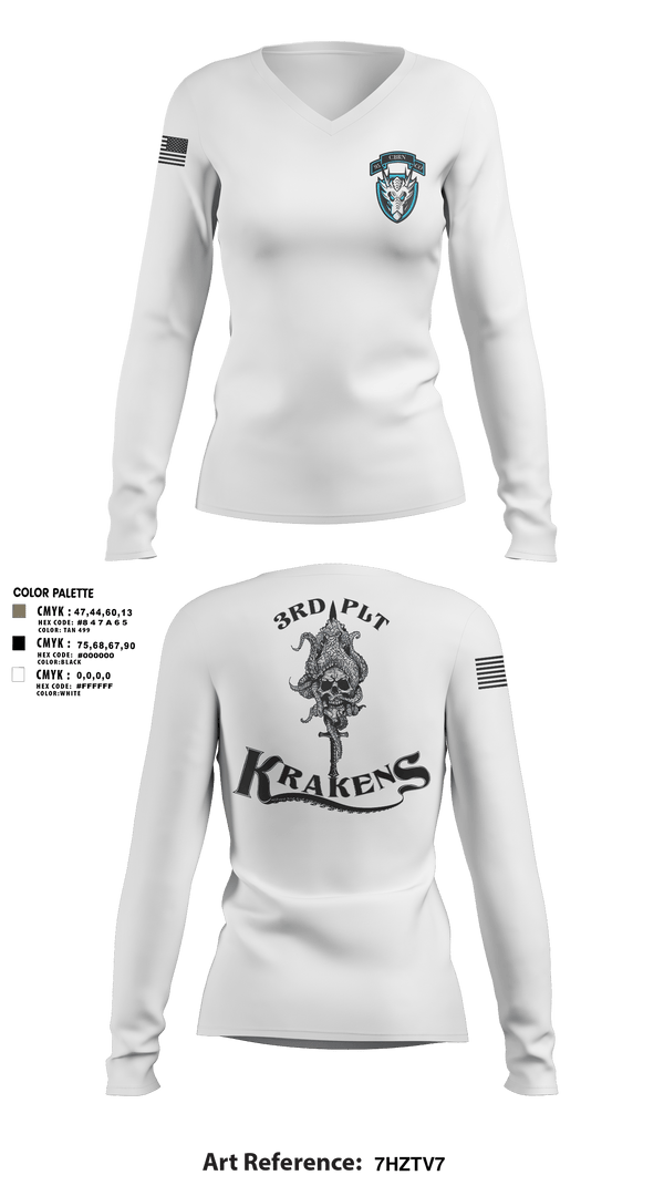 Womens Long Sleeve Vneck Shirt, 3RD PLT95TH CBRN3rd plt, Army, Teamtime, Team time, sublimation, custom sports apparel, team uniforms, spirit wear, spiritwear, sports uniforms, custom shirts, team store, custom team store, fundraiser sports, apparel fundraiser