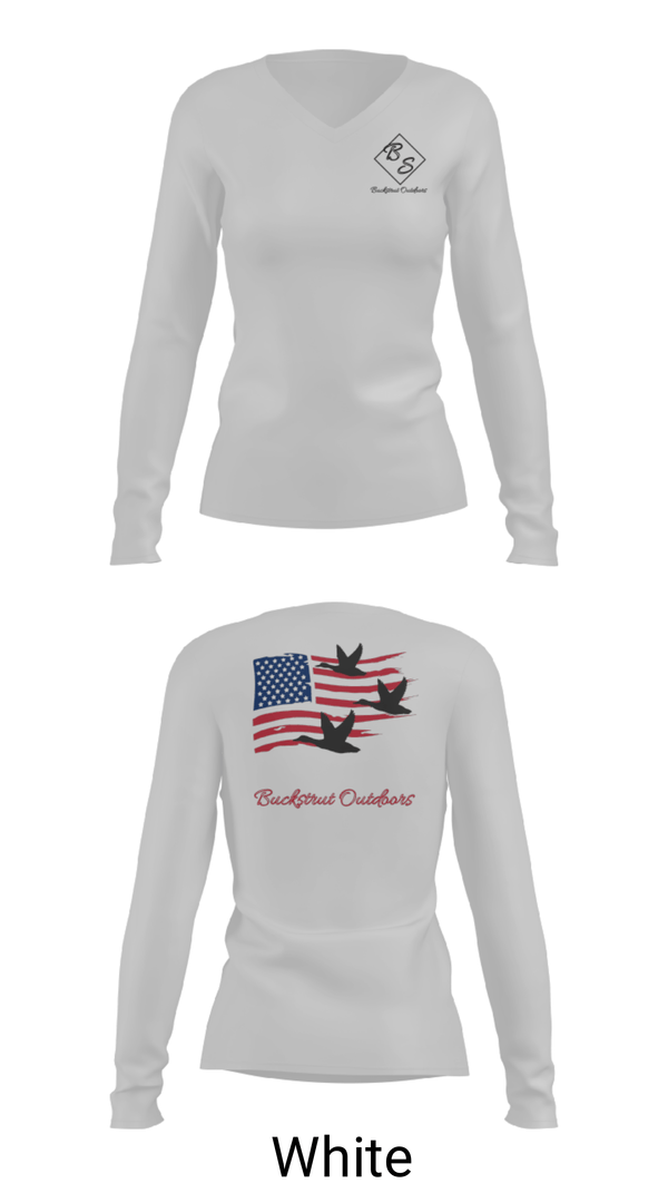 Women's Long Sleeve Vneck Shirt, Buckstrut OutdoorsBuckstrut Outdoors, , Teamtime, Team time, sublimation, custom sports apparel, team uniforms, spirit wear, spiritwear, sports uniforms, custom shirts, team store, custom team store, fundraiser sports, apparel fundraiser