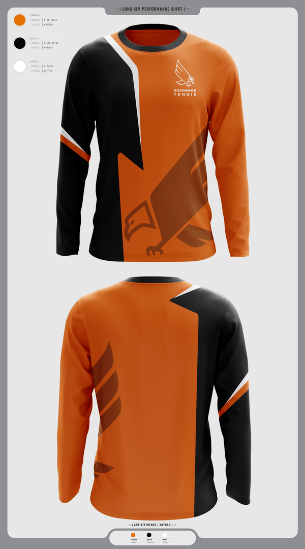 Long Sleeve Performance Shirt, Mcdonogh Girls Tennis, Tennis, Teamtime, Team time, sublimation, custom sports apparel, team uniforms, spirit wear, spiritwear, sports uniforms, custom shirts, team store, custom team store, fundraiser sports, apparel fundraiser