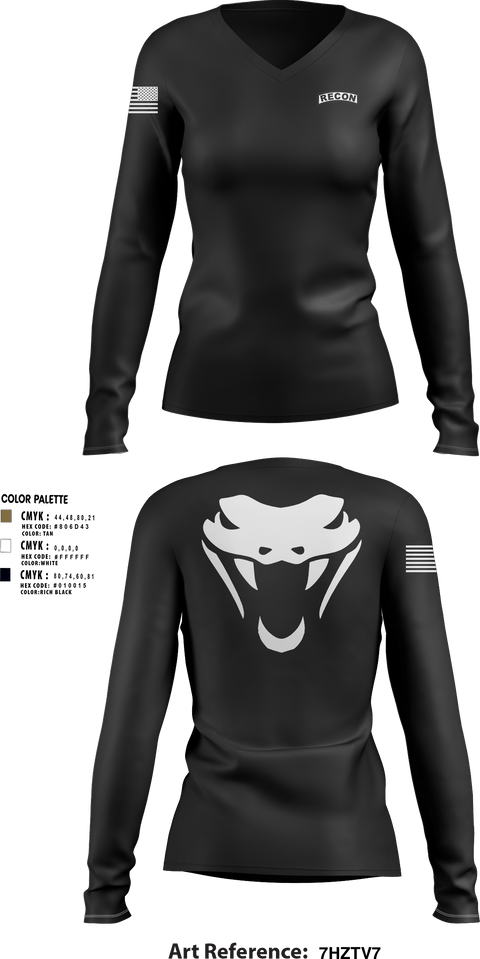 Womens Long Sleeve Vneck Shirt, RookVIPERS, Army, Teamtime, Team time, sublimation, custom sports apparel, team uniforms, spirit wear, spiritwear, sports uniforms, custom shirts, team store, custom team store, fundraiser sports, apparel fundraiser