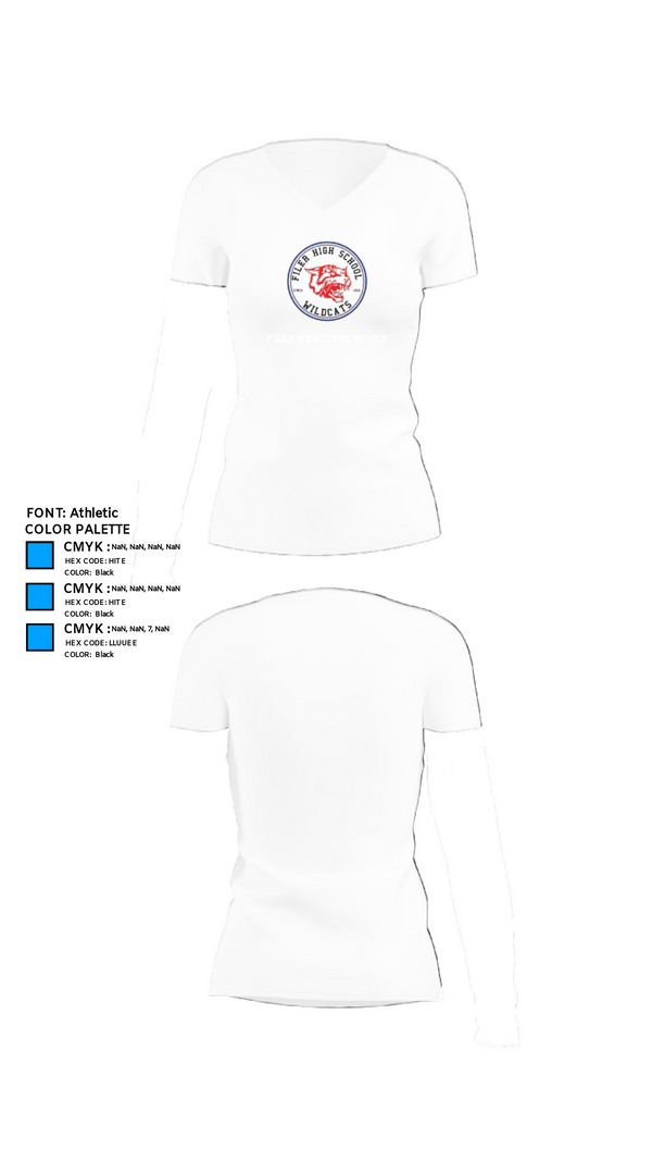 Womens Short Sleeve Vneck Shirt, Filer High School Soccer, Men's Soccer, Teamtime, Team time, sublimation, custom sports apparel, team uniforms, spirit wear, spiritwear, sports uniforms, custom shirts, team store, custom team store, fundraiser sports, apparel fundraiser