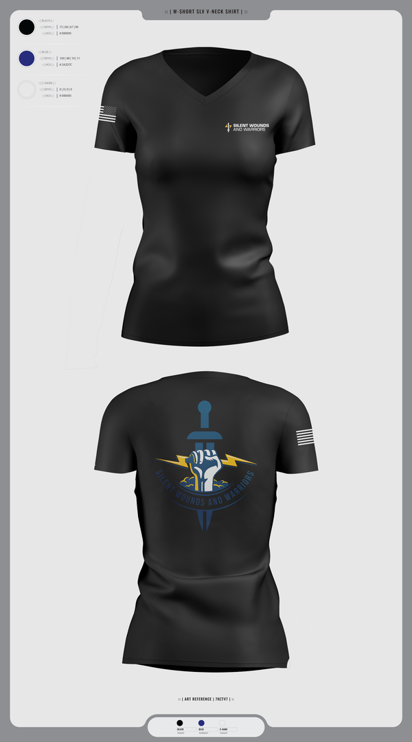 Womens Short Sleeve Vneck Shirt, Silent Wounds and Warriors Foundation, , Teamtime, Team time, sublimation, custom sports apparel, team uniforms, spirit wear, spiritwear, sports uniforms, custom shirts, team store, custom team store, fundraiser sports, apparel fundraiser