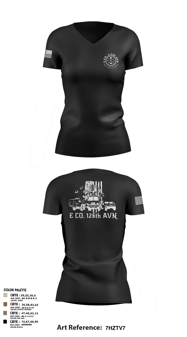 Womens Short Sleeve Vneck Shirt, B Co. 1-126AVN, Army, Teamtime, Team time, sublimation, custom sports apparel, team uniforms, spirit wear, spiritwear, sports uniforms, custom shirts, team store, custom team store, fundraiser sports, apparel fundraiser