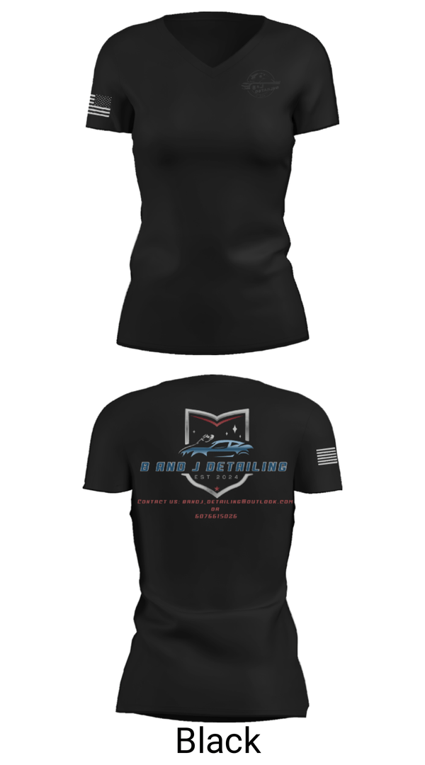 Womens Short Sleeve Vneck Shirt, B and J Detailing, , Teamtime, Team time, sublimation, custom sports apparel, team uniforms, spirit wear, spiritwear, sports uniforms, custom shirts, team store, custom team store, fundraiser sports, apparel fundraiser