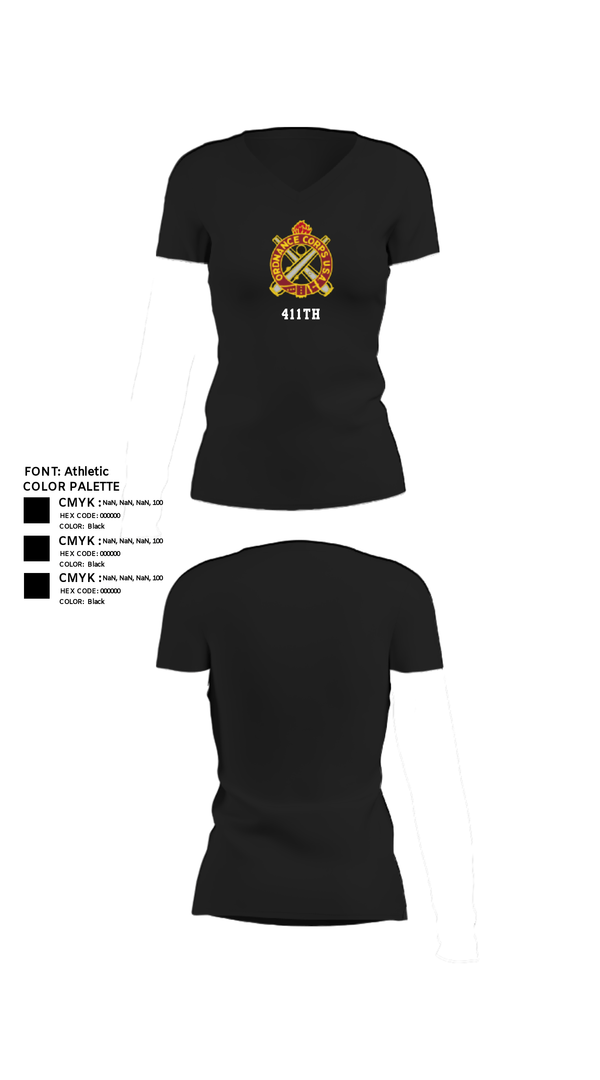 Womens Short Sleeve Vneck Shirt, 411TH, Army, Teamtime, Team time, sublimation, custom sports apparel, team uniforms, spirit wear, spiritwear, sports uniforms, custom shirts, team store, custom team store, fundraiser sports, apparel fundraiser